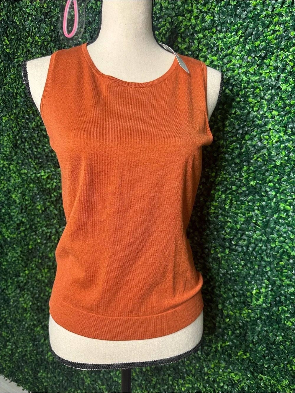 NWT August Silk Silk Blend Knit Shell Tank Burnt Orange Rust PM